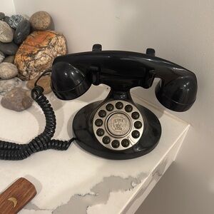 Retro Black Rotary Look/Push button Dial Landline Telephone